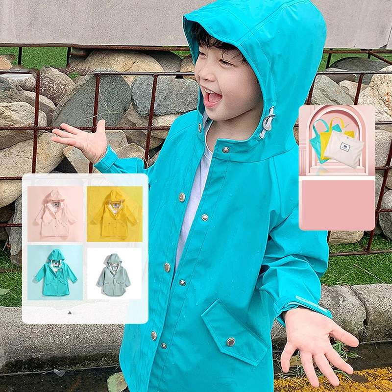 Lightweight Waterproof Hooded Cotton Rain Coats Windbreakers for Kids