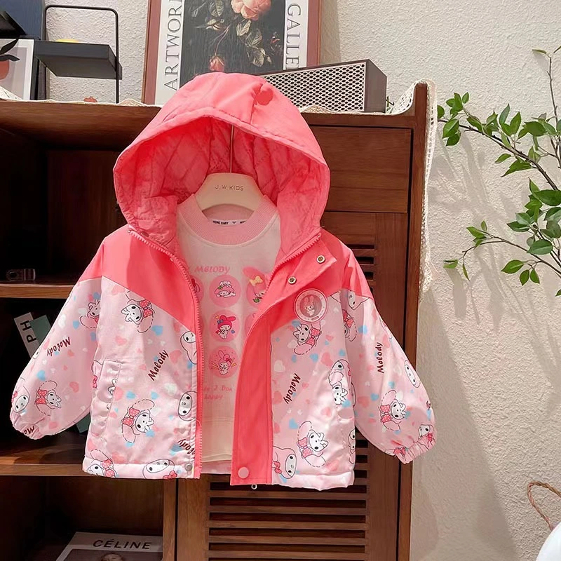 Baby Girl Interchange Jacket Cotton Lining Long Sleeve Hoody Leisure Children Clothes