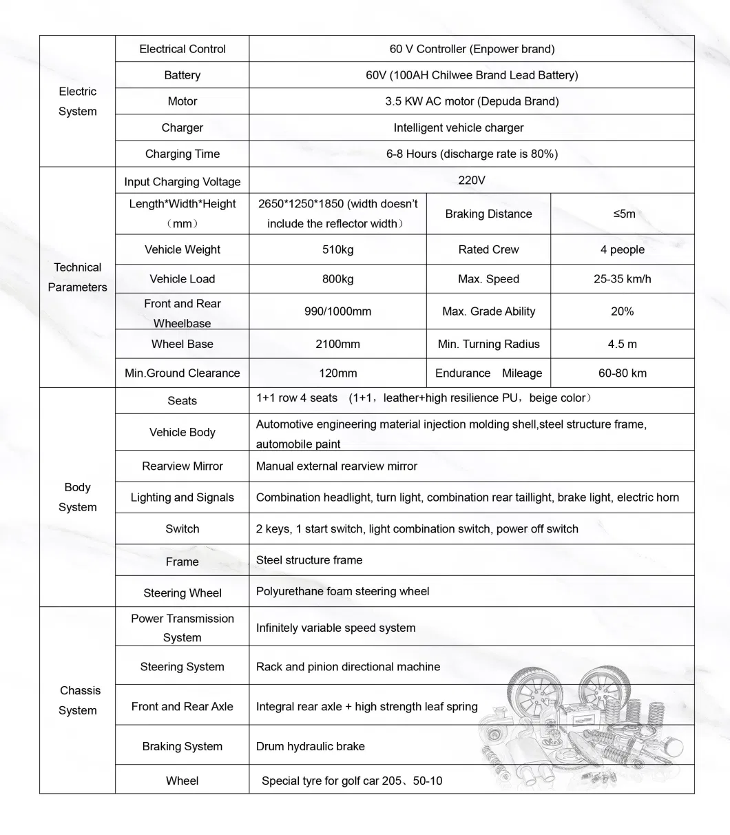 China Manufacturer Wholesale 100/120km Mileage Lead Acid/Lithium Battery 48V/60V/72V 2, 4, 6, 8, 10 Seats/Seater Hunting Golf Cart