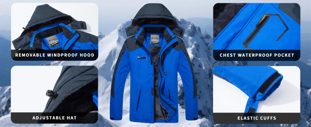 Winter Hooded Parka Coat for Men with Fleece Lining Outdoor Camping Climbing Jacket