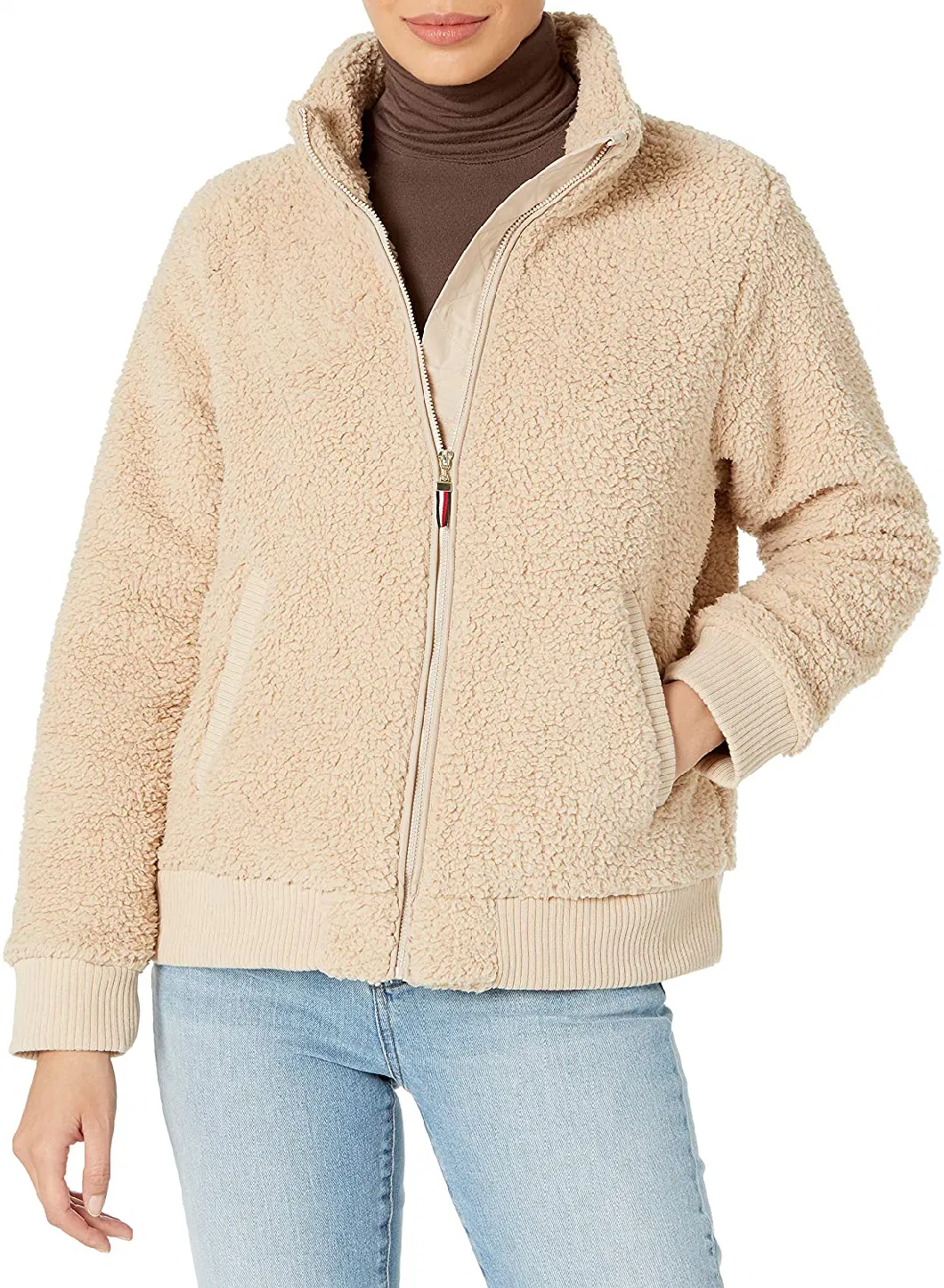 Casual Sports Warm Windbreak Zipper Sherpa Fleece Heavy Oversized Hoodie Polar Fleece Jacket for Women