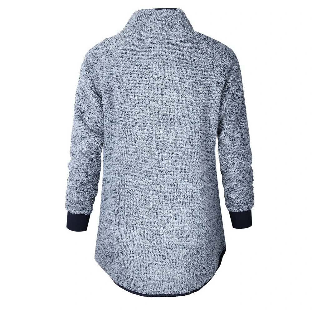 Wholesale Women Streetwear Snow White Color Pile Borg Fur Fleece Button Sherpa Pullover Sweatshirt Jacket