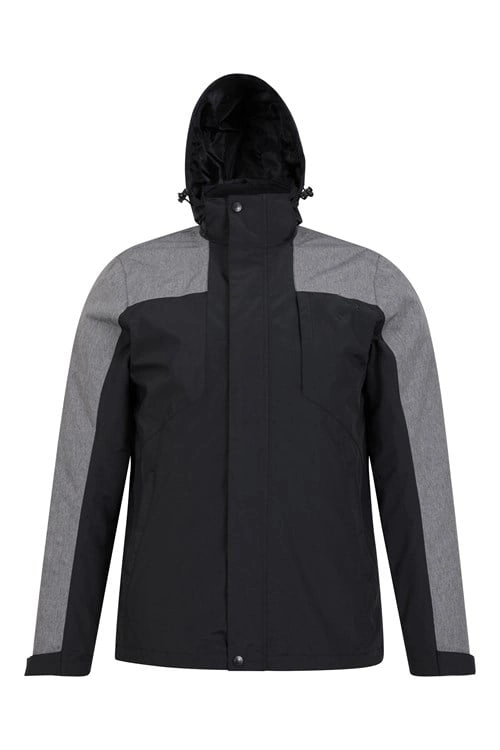 Mens Blacl/Grey Contrast Color Winter Spring Fall 3 in 1 Waterproof Jacket