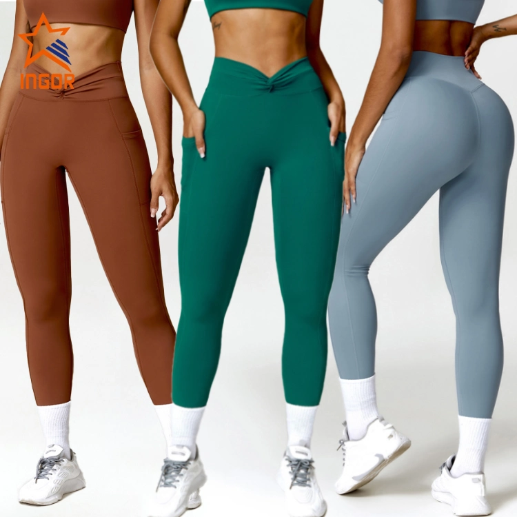 Ingorsports Factory Hot Selling 5PCS Set Sports Fitness Sweat Suits Gym Clothing for Women, Custom Logo Gym Top + Yoga Shorts + Workout Leggings Active Apparel