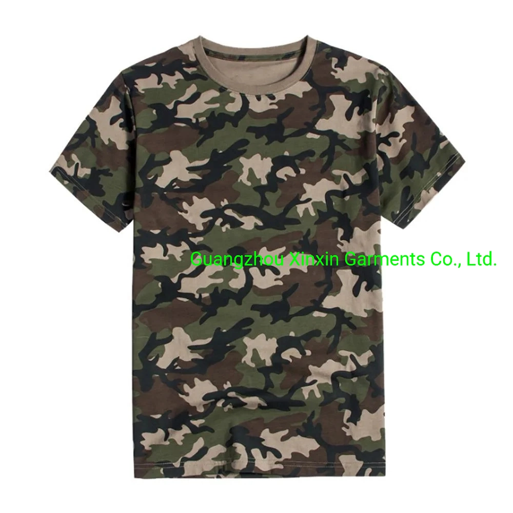 Men&prime;s Outdoor Tactical Hiking T-Shirts Camouflage Short Sleeve Hunting Climbing Shirt Male Breathable Sport Clothes (W2264)
