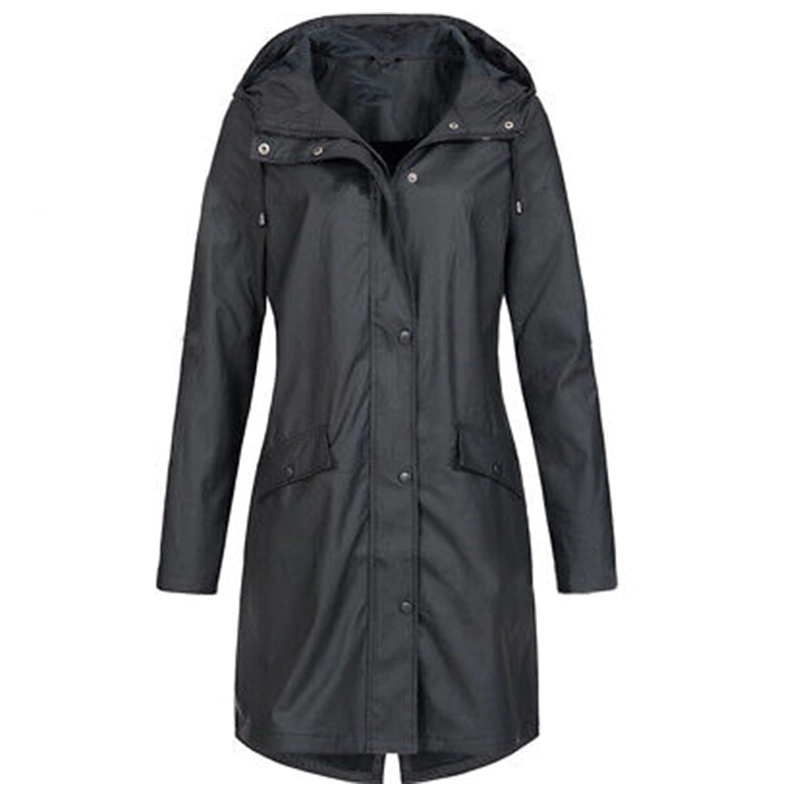 Manufacturer China PU Rain Coat Womens Waterproof Raincoat Ladies Outdoor Rain Jacket