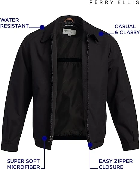 Men Jacket Casual Lightweight Water Resistant Microfiber Windbreaker Golf Coat