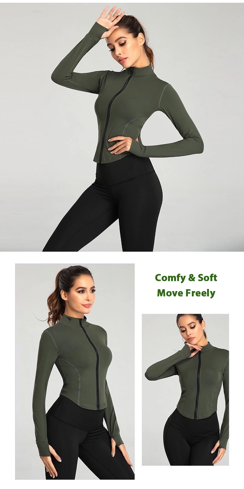 Wholesale ODM/OEM Casual Tight Fit Athletic Cropped Coat Lightweight Quick Dry Long Sleeve Sports Hiking Golf Fishing Camping Outdoor Jackets with Thumb Holes