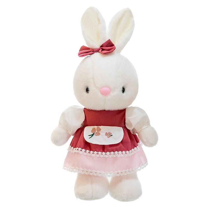 Soft Toy Stuffed Animal Custom Plush Toy Small Bunny Pink Bow Rabbit Sleeping Doll Girl Gift