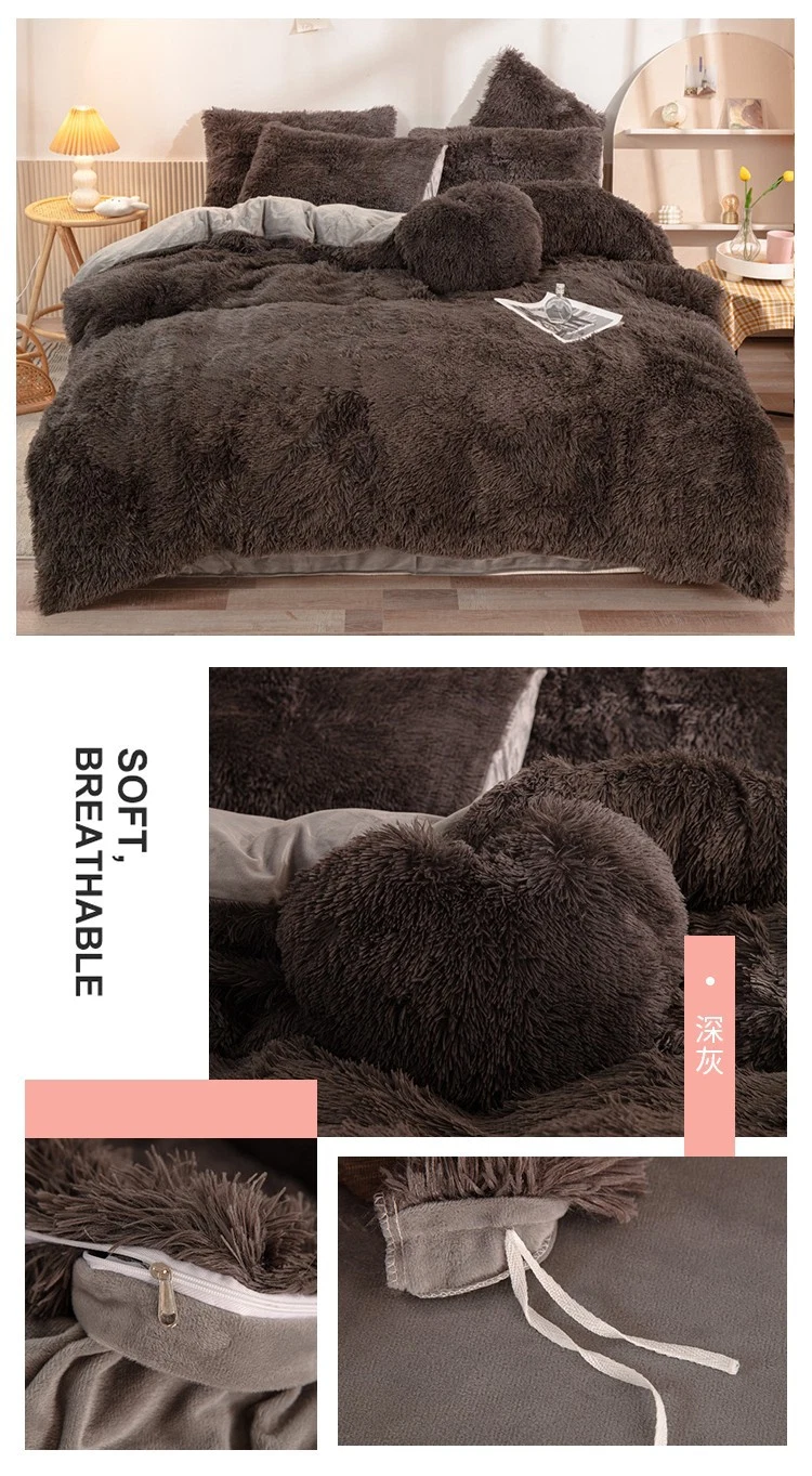 Wholesale Luxury King/Queen Size Faux Fur Velvet Plain Shaggy Mink Fluffy Plush Bedding Quilt Bed Duvet