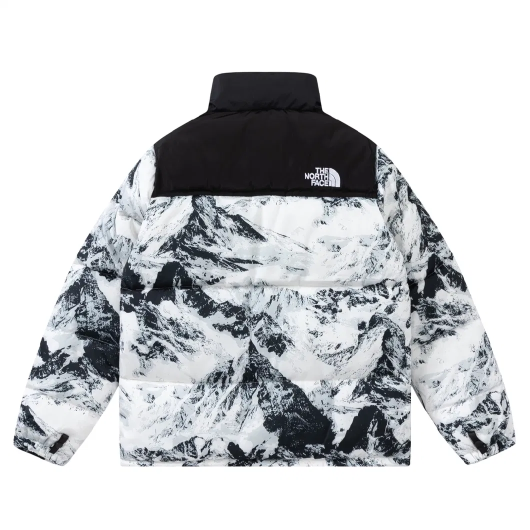 Customized All Over Mountain Design Thick Bubble Coat for Men Streetwear Winter Bandana Men Puffer Jacket Manufacturer