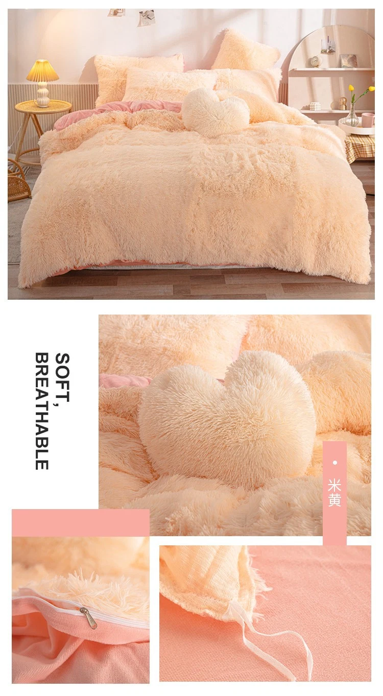 Wholesale Luxury King/Queen Size Faux Fur Velvet Plain Shaggy Mink Fluffy Plush Bedding Quilt Bed Duvet