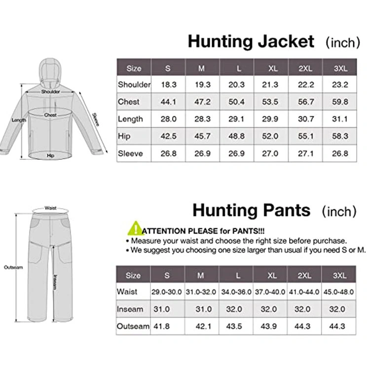 Bowins Hot-Selling Durable Fleece Lining Hunting Clothes for Men
