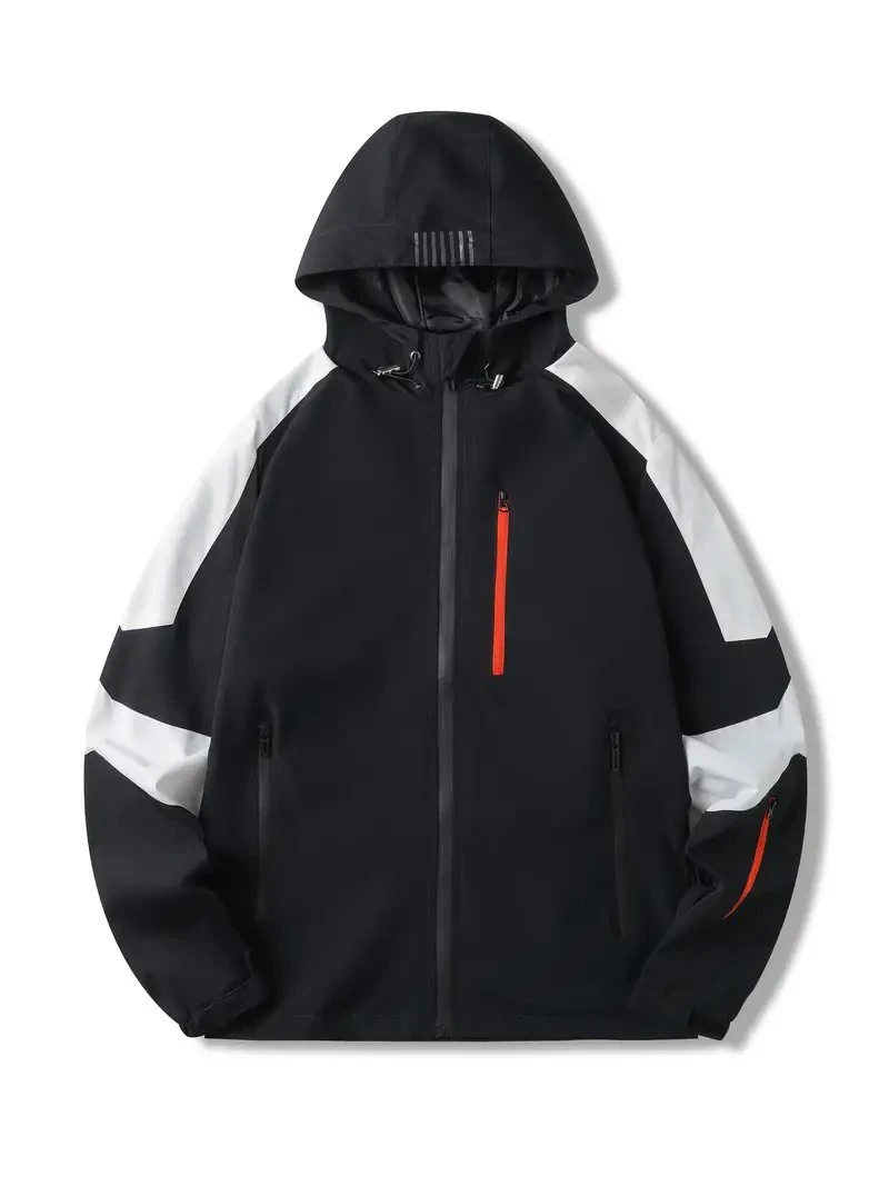 Men&prime;s Waterproof Sports Jacket Lightweight Hooded Raincoat for Hiking Travel Outdoor
