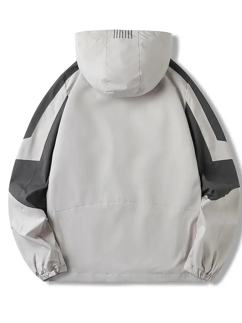 Men&prime;s Waterproof Sports Jacket Lightweight Hooded Raincoat for Hiking Travel Outdoor