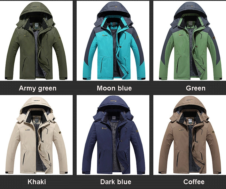 Winter Hooded Parka Coat for Men with Fleece Lining Outdoor Camping Climbing Jacket