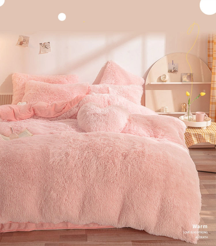 Wholesale Luxury King/Queen Size Faux Fur Velvet Plain Shaggy Mink Fluffy Plush Bedding Quilt Bed Duvet