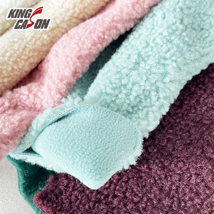Kingcason Polyester Windproof Warm Custom Color Sherpa Bonded Polar Composite Fleece Fabric for Jacket Cushion Carpet