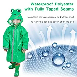 Rain Poncho Kids, Toddler Poncho with Hood, waterproof Rain Jacket Coat, 3D Cartoon Children Rainwear for Girl Boy