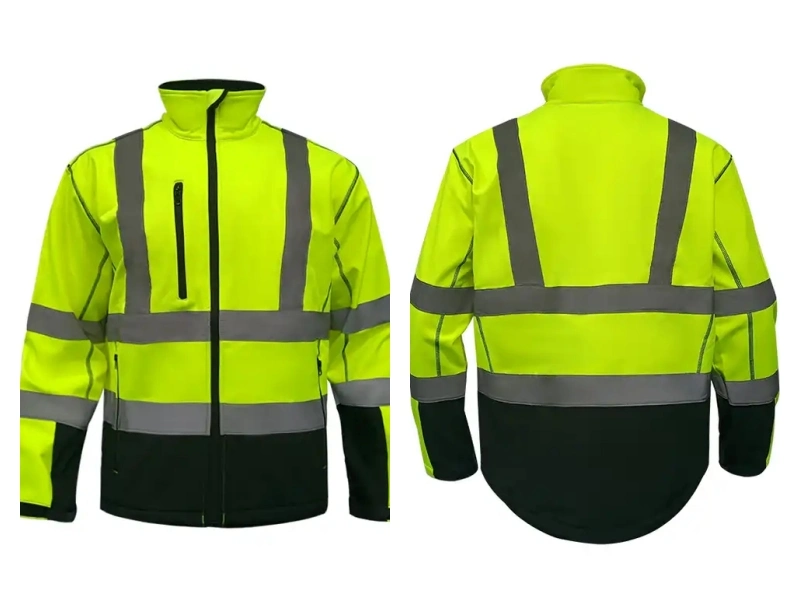 Custom Warm Polyester Reflective Waterproof Winter Construction Fleece Softshell Hi Vis Safety Jacket