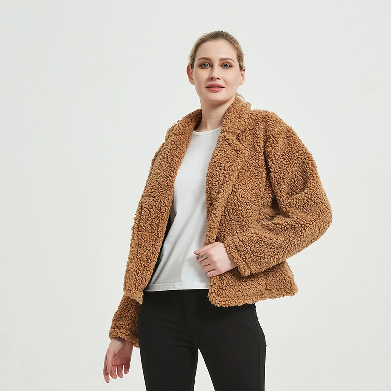 Women&prime;s Sherpa Fleece Jacket Faux Fuzzy Long Sleeve Casual Zip up Bomber Coat