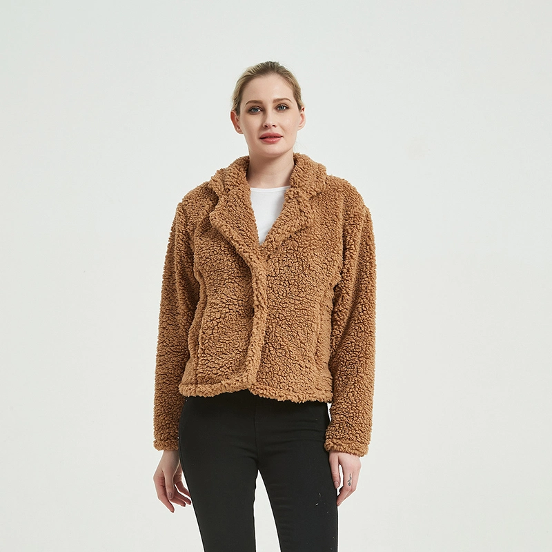 Women&prime;s Sherpa Fleece Jacket Faux Fuzzy Long Sleeve Casual Zip up Bomber Coat