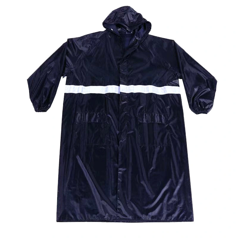 PVC Polyester Rain Gear Hood Visible Reflective Safety Rain Coat