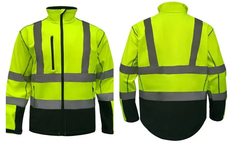 Custom Hi Vis PPE Hoodie Polyester Oxford Windproof Reflective Safety Clothing Outdoor Raincoat Bomber Winter Workwear Safety Jacket