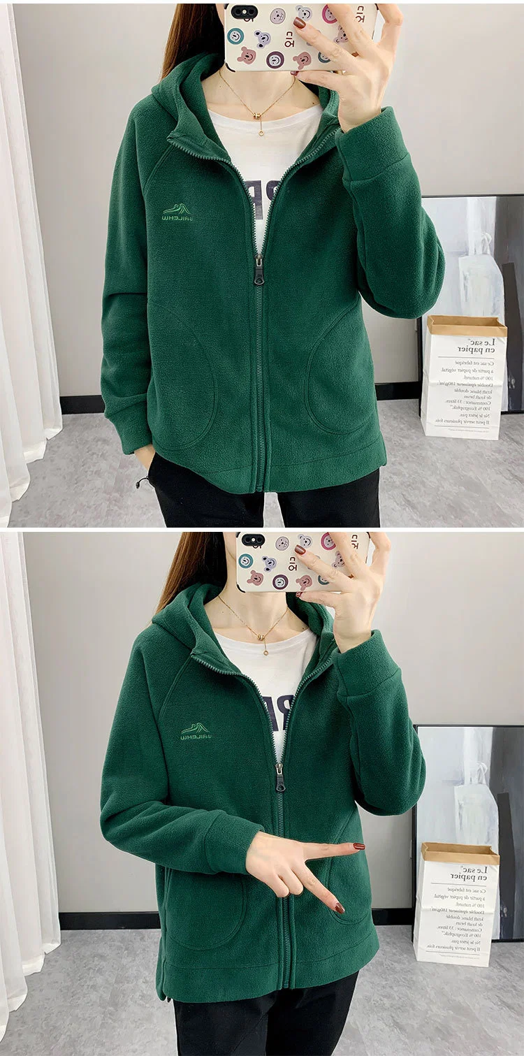 Autumn and Winter Outdoor Warm Fleece Jacket Women&prime; S Coat Sports