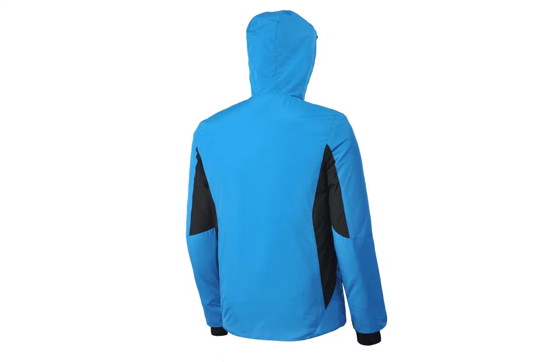 China Supplier Outdoor Waterproof Sports Running Winter Ski Padding Jacket with Detached Hood Blue Color