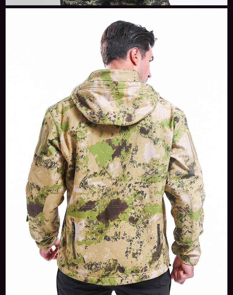 New Outdoor Clothing Shark Skin Softshell Charge Suit Warm Grab Velvet Camouflage Hunting Clothes Waterproof for Men Acu Uniform