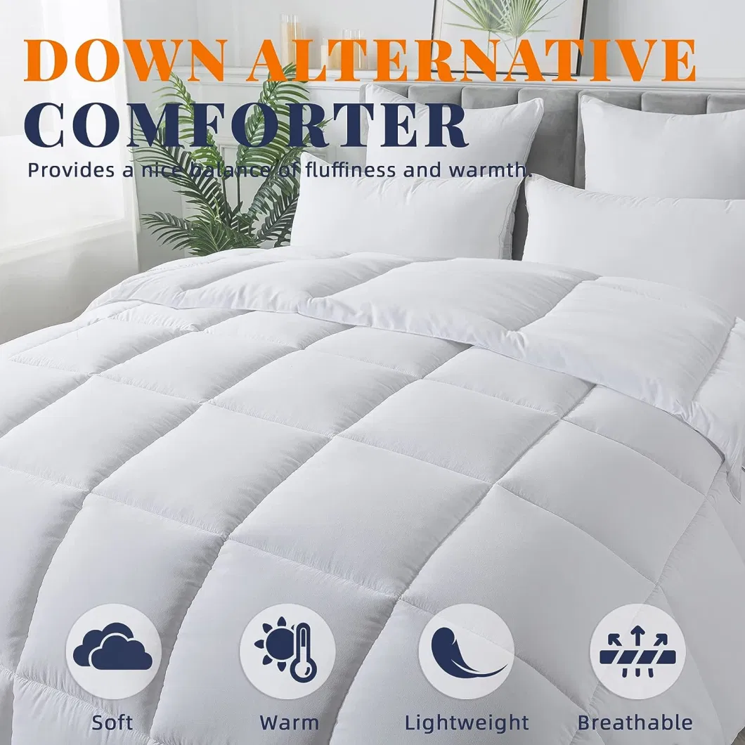 Down Alternative Comforter (White, Cal-King) All Season Soft Quilted - Bed Comforter - Duvet Insert with Corner Tabs - Winter Summer Warm, 104X96 Inches