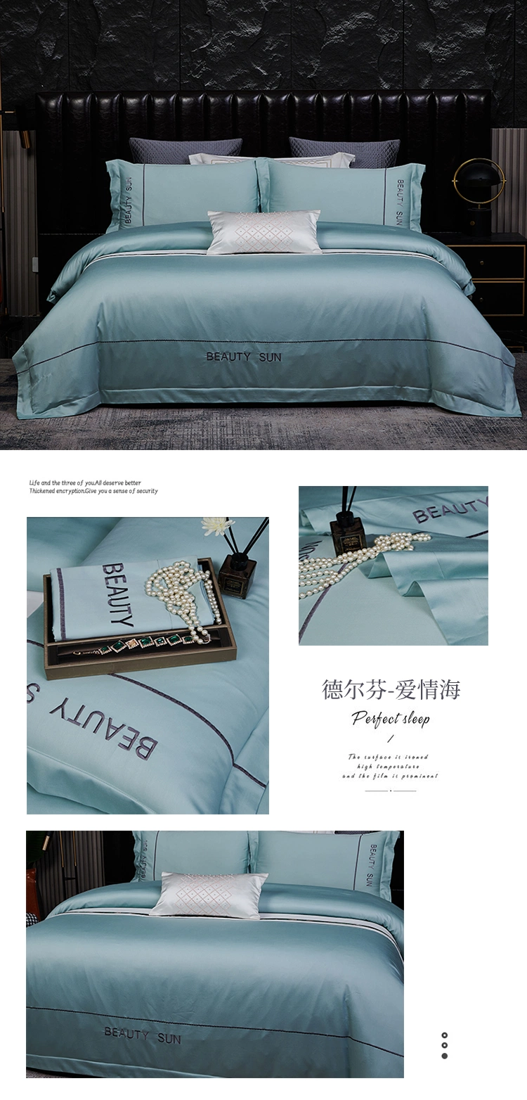 Wholesale Breathable Home Textile Luxury 4 Piece Bed Solid Queen 100% Bamboo 300tc Bed Sheet Bedding Set Duvet