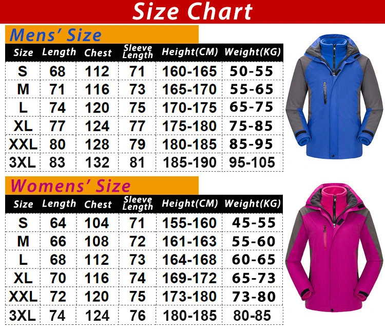 Windbreaker Thermal Coats 3 in 1 Ski Softshell Men Jackets Winter