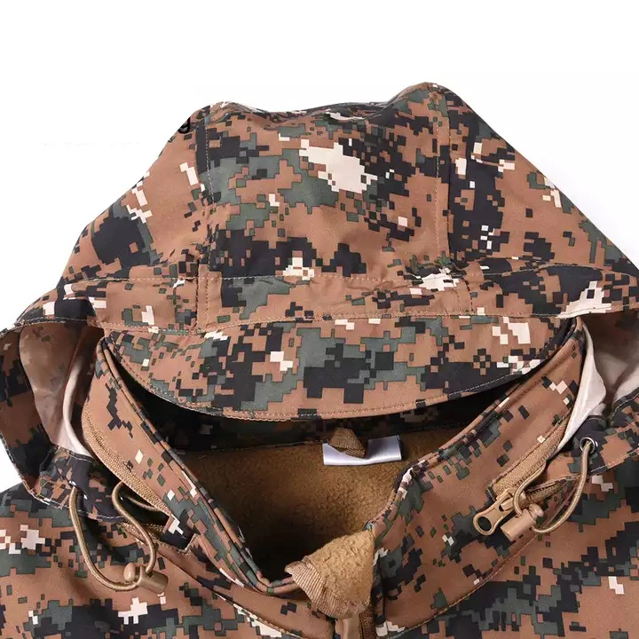 Manufacturer Custom Italy Digital Camouflage Outdoor Hiking Camping Coat Camouflage Fleece Military Soft Shell Jacket
