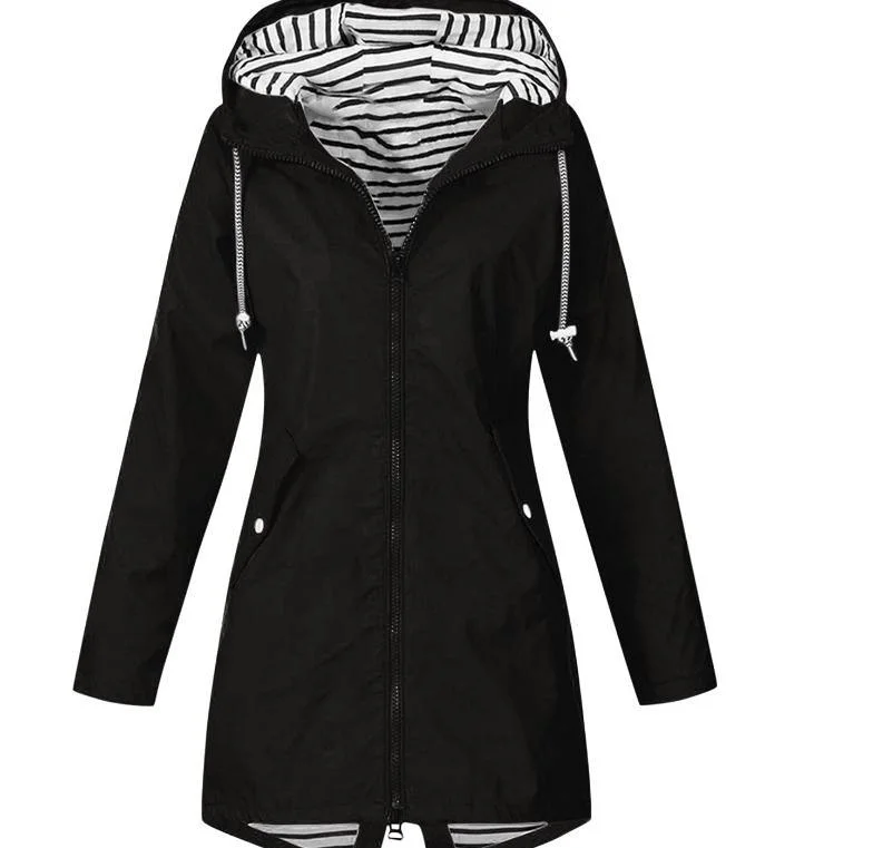 Customize Polyester Waterproof PU Rain Coat Fashion Rainwear Long Raincoat Jacket Women