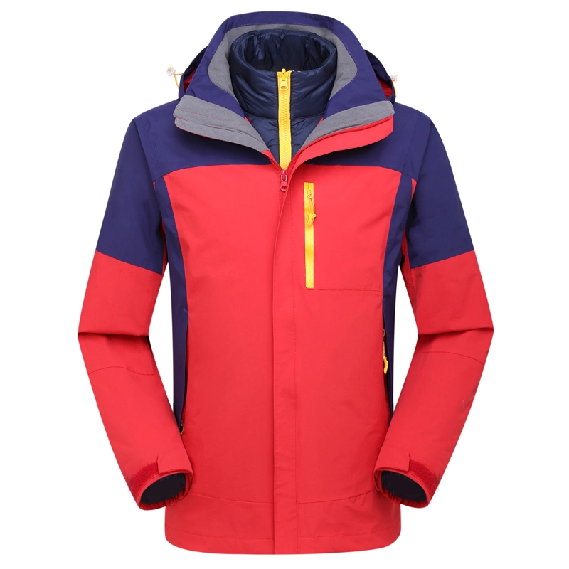 Outdoor Waterproof Windproof Breathable Polyester 3 in 1 Ski Climbing Hiking Jacket with Inner Fleece Jacket