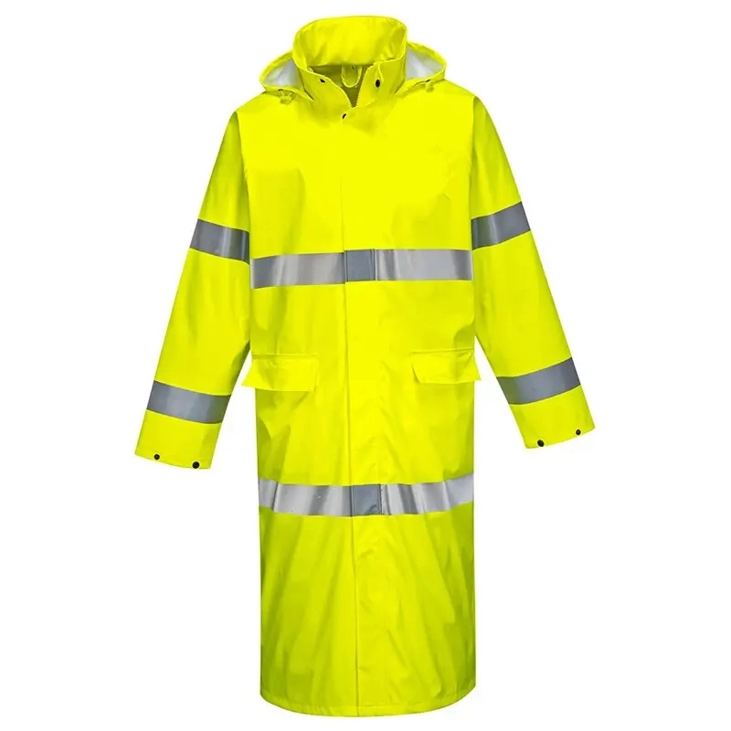 Flame Resistant Reflective Safety Raincoat Hivis Yellow Anti Static Rain Jacket