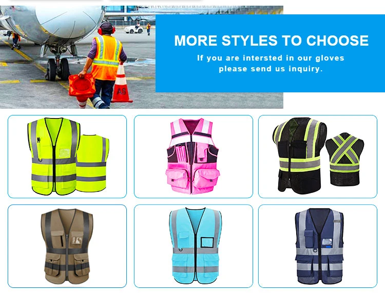 Reflective Tape Lower Pockets Comfortable Jacket Safety Vest for Men Women