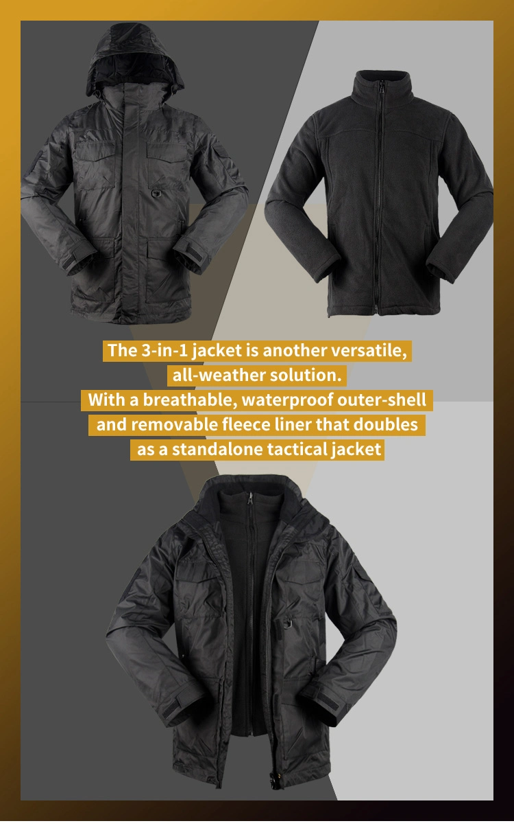 Wholesale Outdoor 3 in 1 Hard Shell Hiking Waterproof Mens Jacket