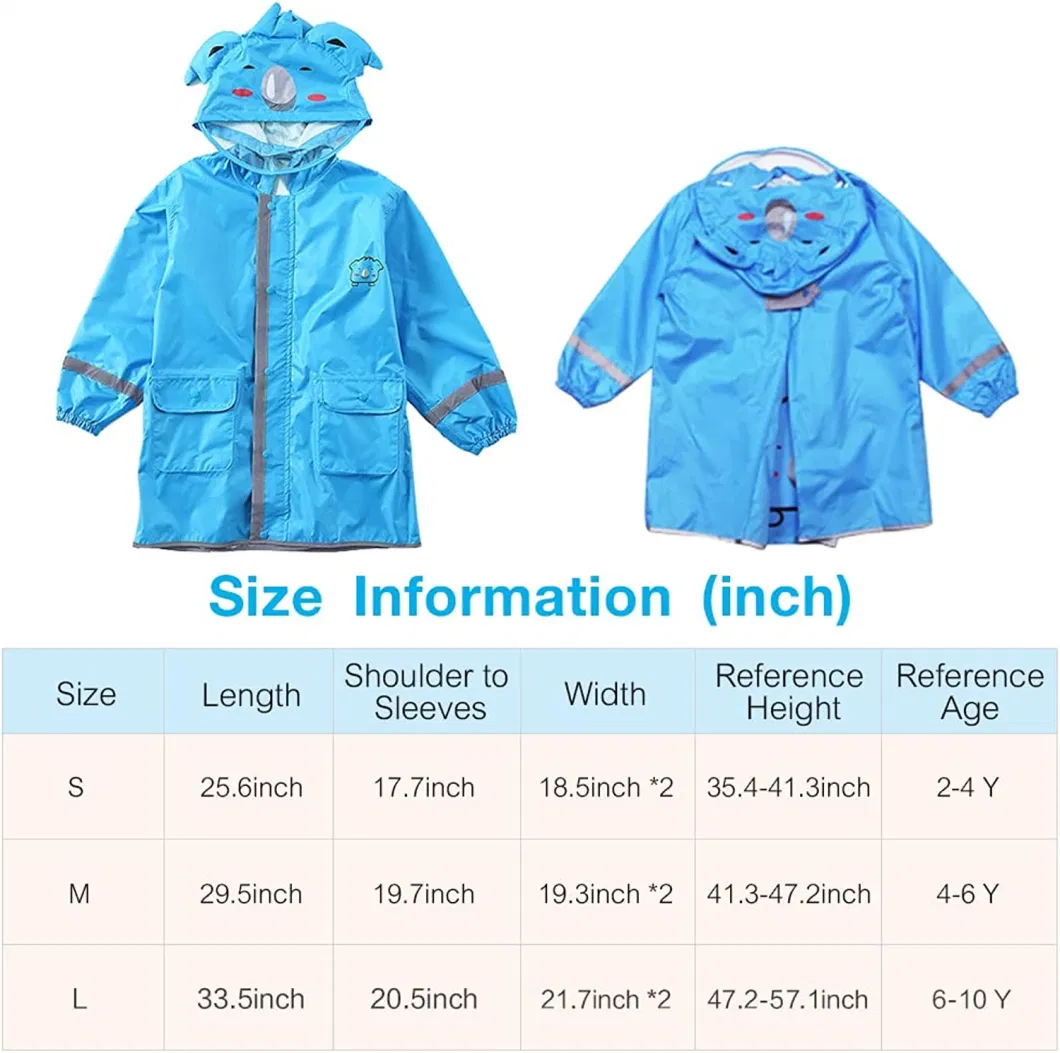 Rain Poncho Kids, Toddler Poncho with Hood, waterproof Rain Jacket Coat, 3D Cartoon Children Rainwear for Girl Boy