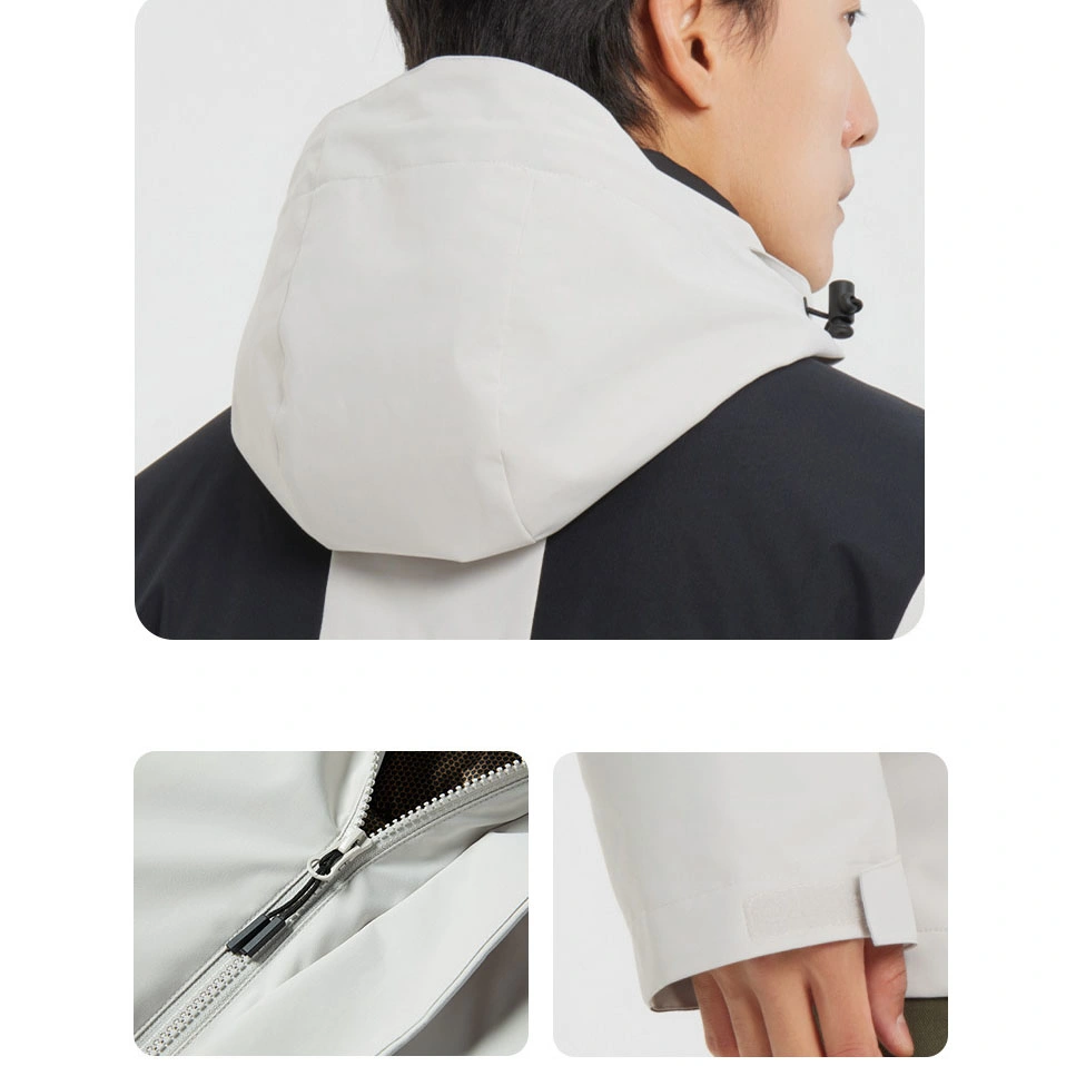Fashionable Detachable Two-Piece Widbreaker Jacket Zip up Hooded Outdoor Rain Jackets