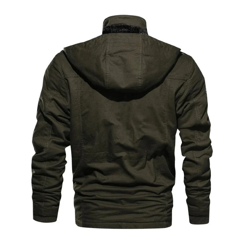 Hiworld Men&prime;s Hooded Fleece Thick Coat Plus Size Cotton Warm Outdoor Jacket