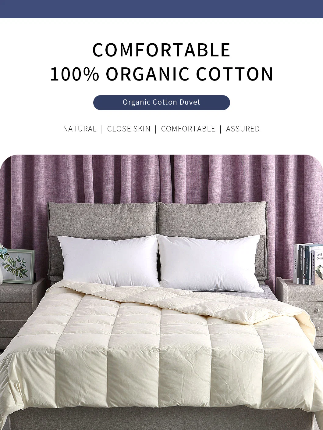 50% White Goose Down Filled Premium Quality Comforter with Organic Cotton Cover