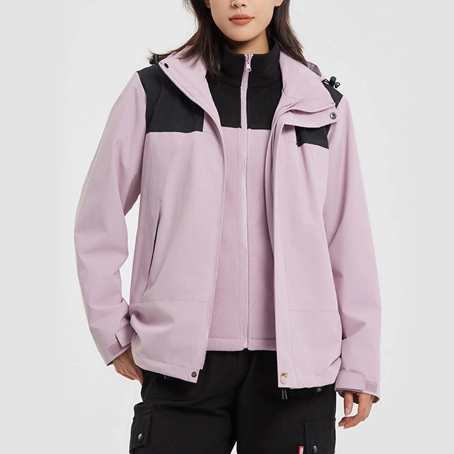 Fashionable Detachable Two-Piece Widbreaker Jacket Zip up Hooded Outdoor Rain Jackets