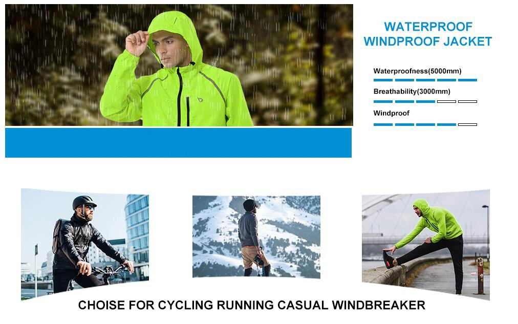 Men Cycling Running Jacket Waterproof Windbreaker Reflective Lightweight Windproof Bike Sport Outdoor Jacket