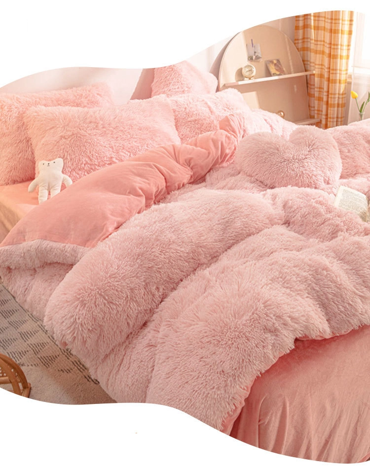 Wholesale Luxury King/Queen Size Faux Fur Velvet Plain Shaggy Mink Fluffy Plush Bedding Quilt Bed Duvet