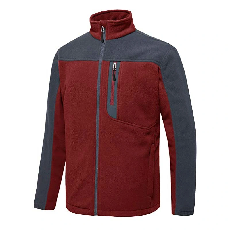Manufacturer China Men&prime;s Full-Zip Fleece Jacket Soft Polar Winter Outdoor Coat with Pockets
