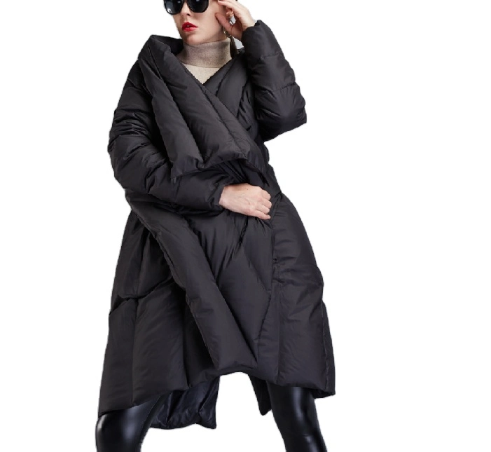 European and American Women Coat Medium and Long Down Coat Fashion New Manufacturer Wholesale Cape Down Coat