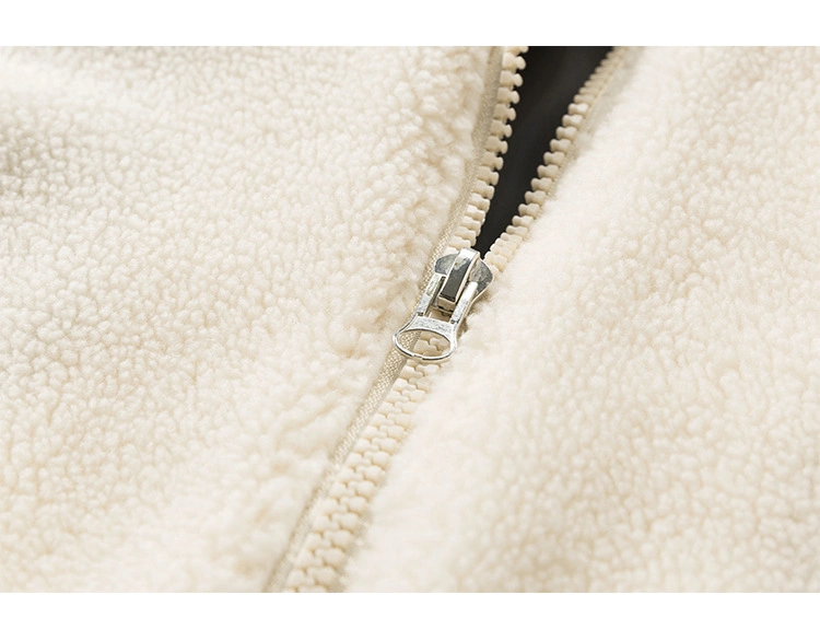 Outerwear Jacket Customized Winter Color-Blocking Sherpa Fleece Loose Casual Zipper Jacket